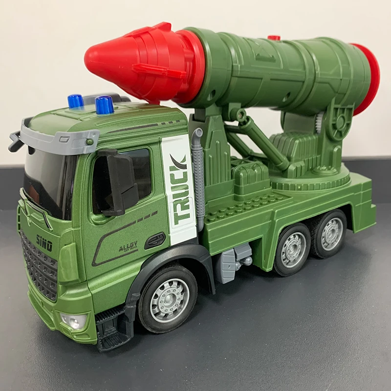 Remote Control Missile Military Truck  2.4GHz RC Army Truck Toys with Metal Cab Missile Launch With Control Barrel