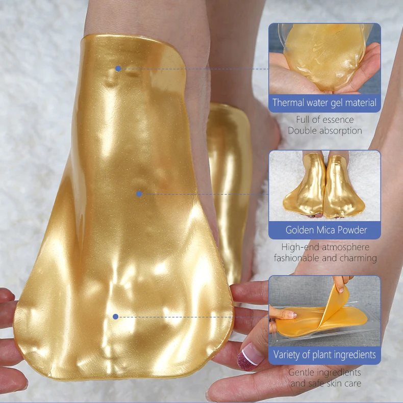 Private Label OEM 24k Gold Collagen Disposable Moisturizing Crystal Skin Care Foot Mask