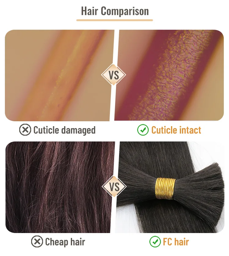 Top Quality Human Remy Bulk Extension Raw Cuticle Aligned Hair Raw Materials for Vlight Hair