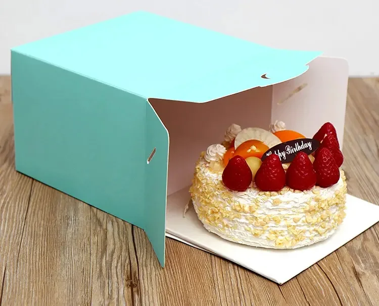 10 Inches Cake Bakery Packaging Box White High Quality Paper Box with Handle Cake Board and Window Cake Package