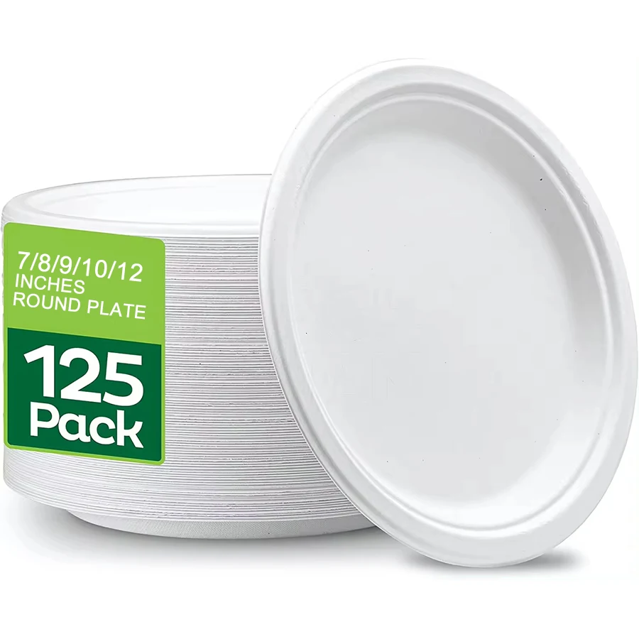 Customized Green Fast Food Tray Pulp Tableware 100% Compostable Biodegradable Disposable Paper Plates