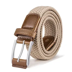 Canvas Elastic Fabric Woven Stretch Khaki  Color Braided Belt