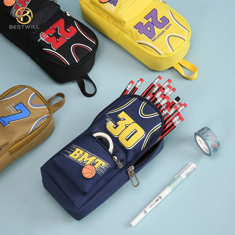 BESTWILL hot sell wholesale custom canvas boy cute anime school for kids pencil bag