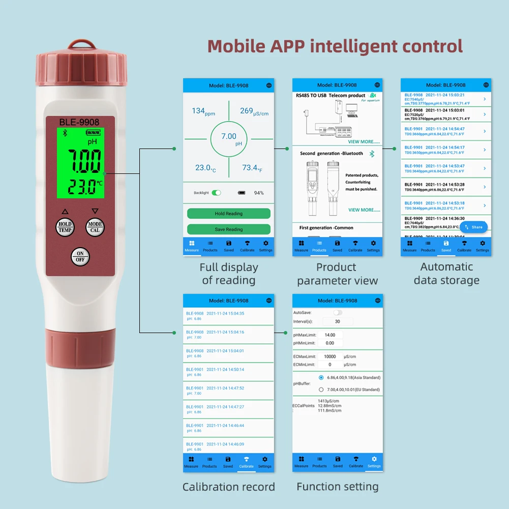 Digital pH Meter for Drinking Water pH Meter 4-in-1 TDS Temp pH EC Tester 0.01 High Precision Water Quality Tester