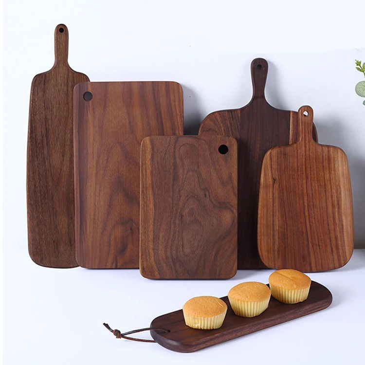 Natural Dark Color Beech wooden cutting board wood serving tray with handle
