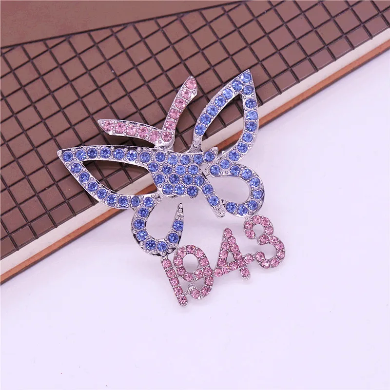 Womenhood Symbol Decorate Light Pink And Blue Rhinestone Soror Brooch Greek Gamma Phi Delta Butterfly 1943 Brooches