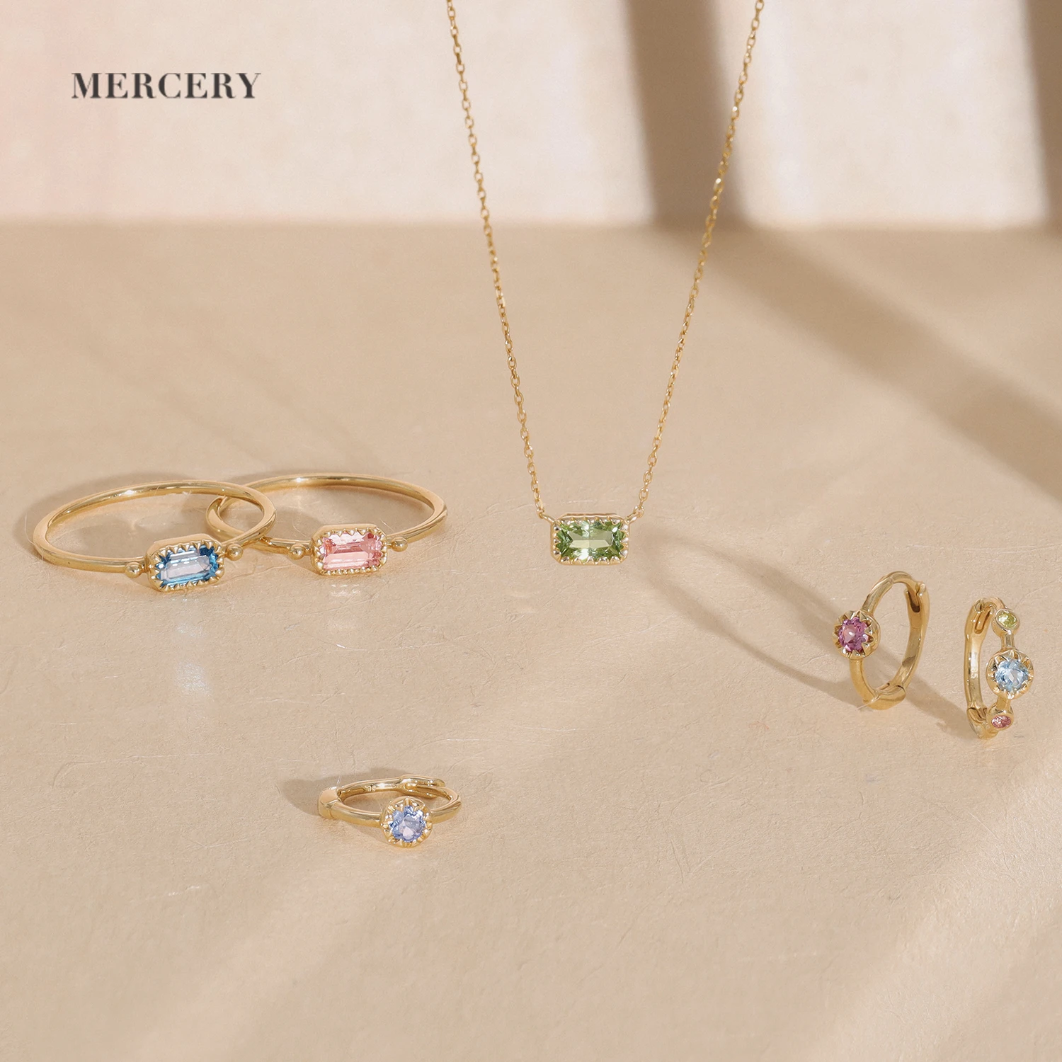 Mercery Fashion Jewelry Necklaces 2022 Trend Jewelry Solid Gold 14K Necklace Olivine Pendant For Womens Necklace Fine Jewelry