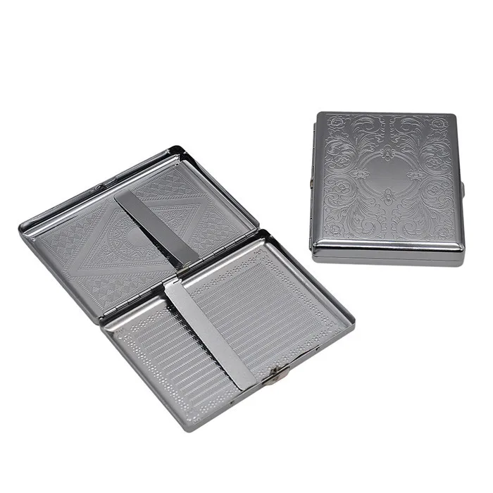 
NEW Style Cigarette box Double Sided SLIVER Classic Iron Metal Cigarette Case 20-support metal cigarette case 