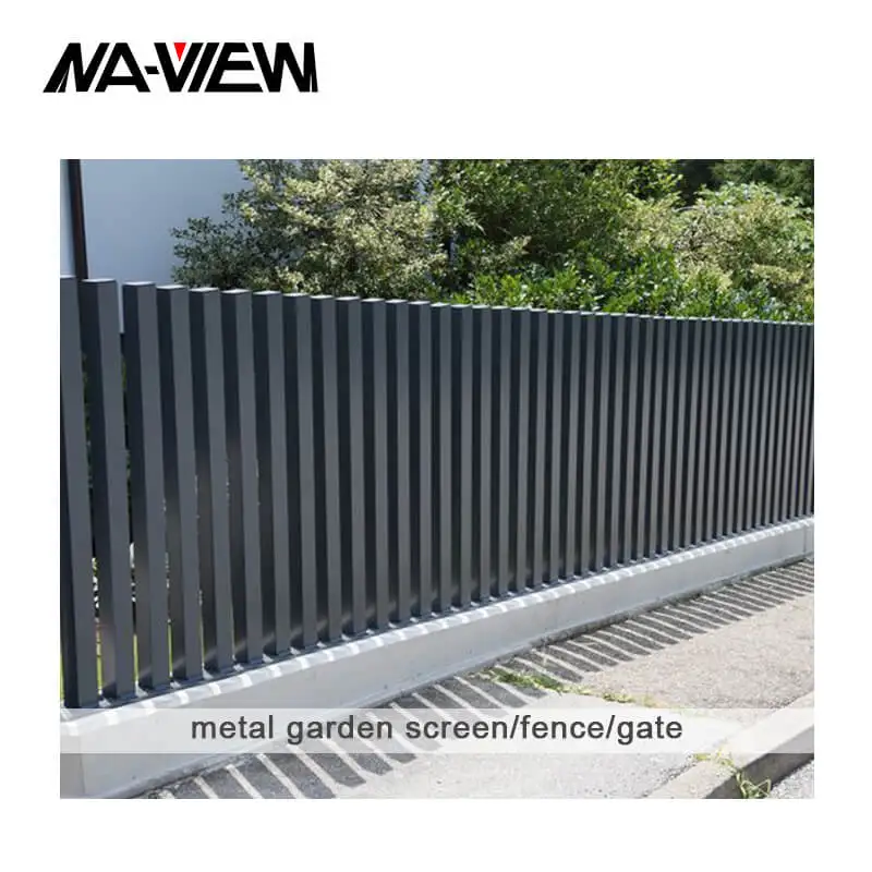 Modern design metal black powder coated horizontal yard fence privacy slat fence panels outdoor garden fence