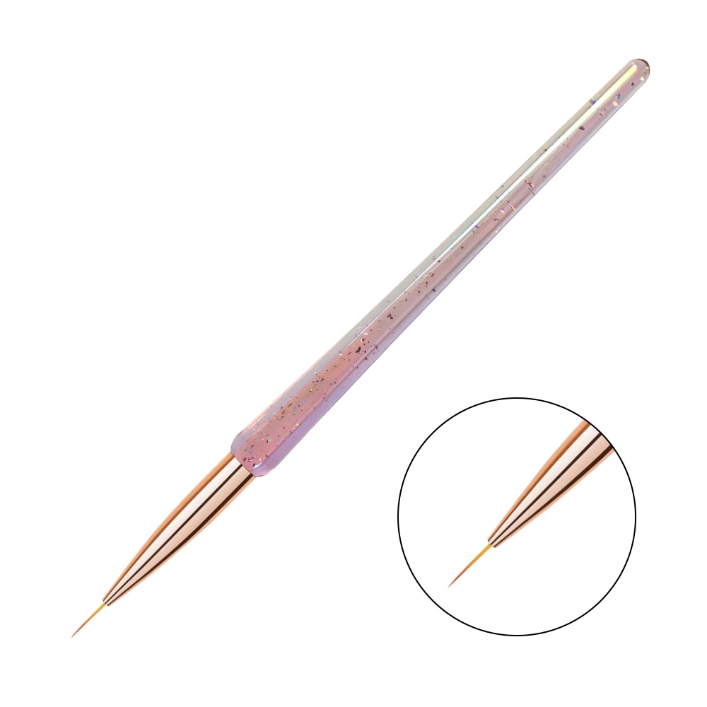 5/9/11/15/25/30mm Custom logo Hair Synthetic/Kolinsky Extra Thin Strip Liner Nail Brushes Set For Nail Art Painting