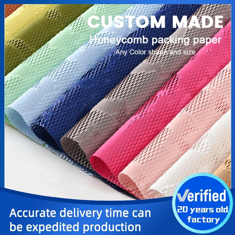 Recyclable Kraft Wrapping Paper Cushioning Honeycomb Packing Paper Sheet for Moving Breakables or Shipping