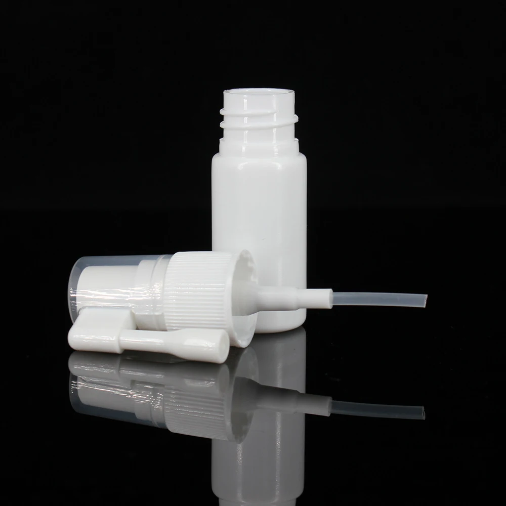 10ml 20ml 30ml 1oz Solid White Plastic Oral Care Mist Atomizer 360 Rotation Deep Throat Spray Bottle For Sore Throat Refief
