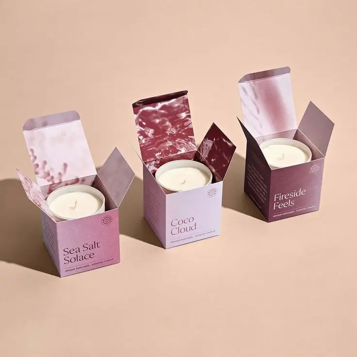 Factory Hot Sale Free Design Color Box Luxury Custom Soy Wax Candle Box Packaging Folding Small Cardboard Box for 10oz Candle