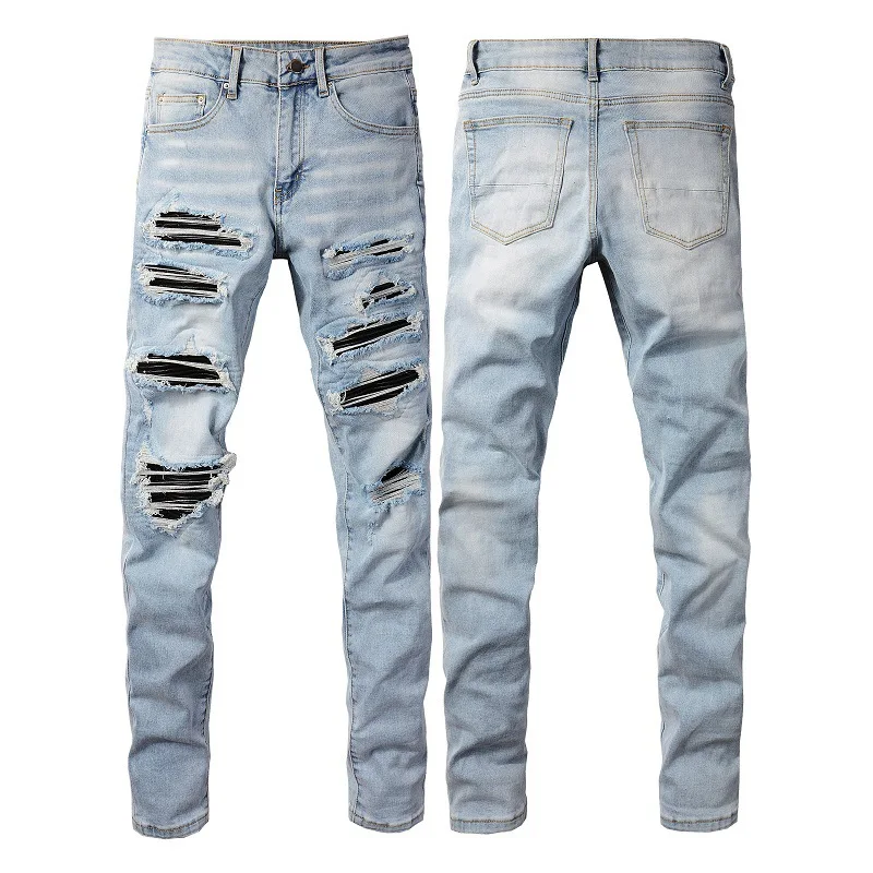 Men Jeans Vintage Straight Leg Trousers Men Hip Hop Style Letter Printing Loose Casual Zipper Fly Jeans