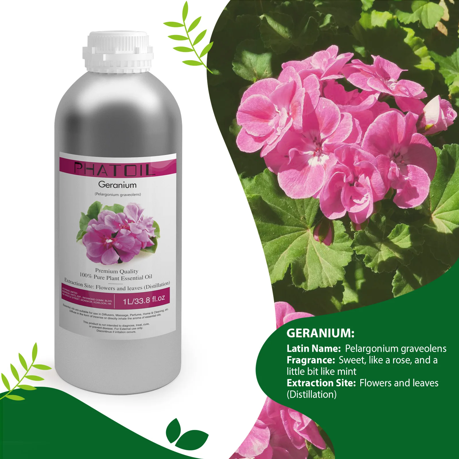 Factory Bulk Plant Extract Large Capacity Geranium Essential Oil For Home Aromatherapy Candle Making