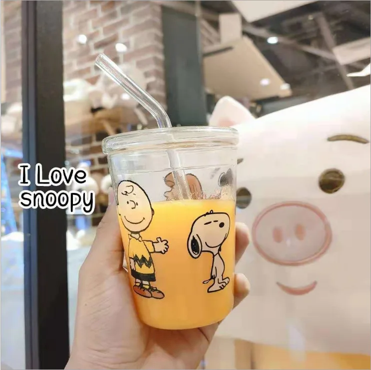 17OZ Glass Cups High Borosilicate Glass Tumbler Iced Coffee With Lids and Glass Straws