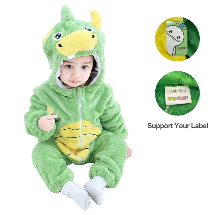 MICHLEY Animals Clothing 3D Green Dinosaur Cosplay Costume Newborn Romper Wholesale Climb Clothes For Spring and Autumn
