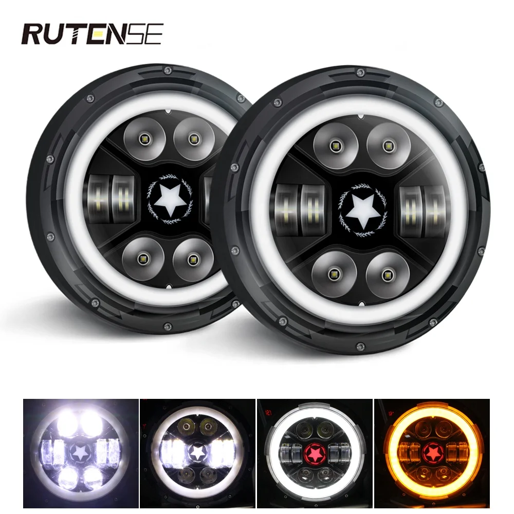 RUTENSE Super Bright High Low Beam 7inch Led Headlight DRL Fog Light Motorcycle Car H4 Led Headlight