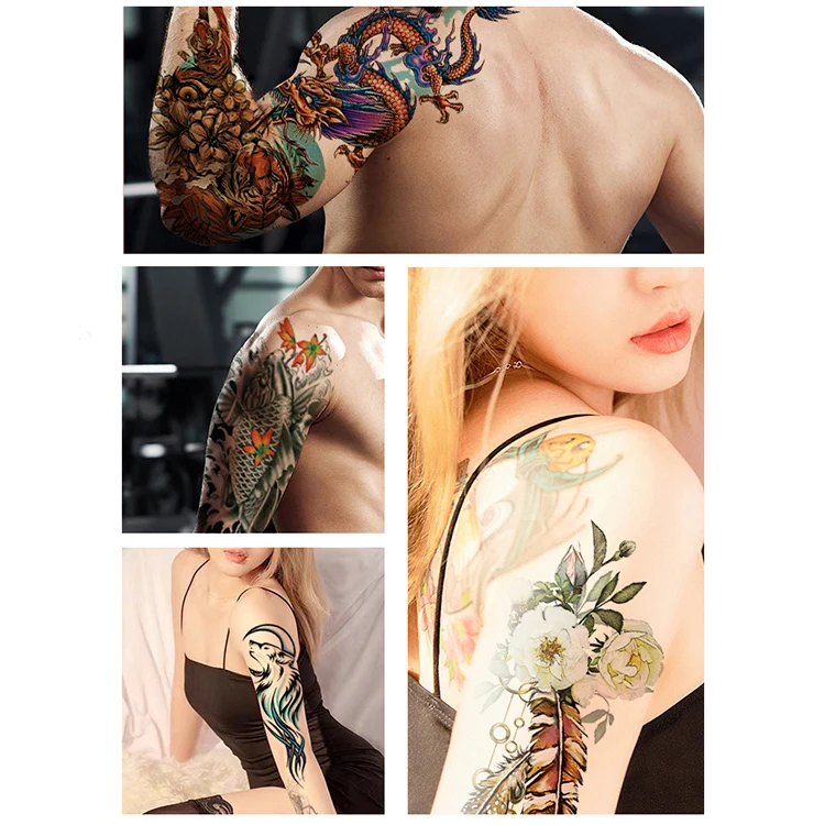 Free Quality Temporary Fake Skin Tattoo Sticker Washable Critica temporary Tattoo Arm Rest Tato Lengan Tangan Full For Man