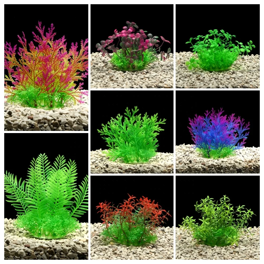 Fish tank aquascape aquarium ornament artificial plastic lily wer plant decoration