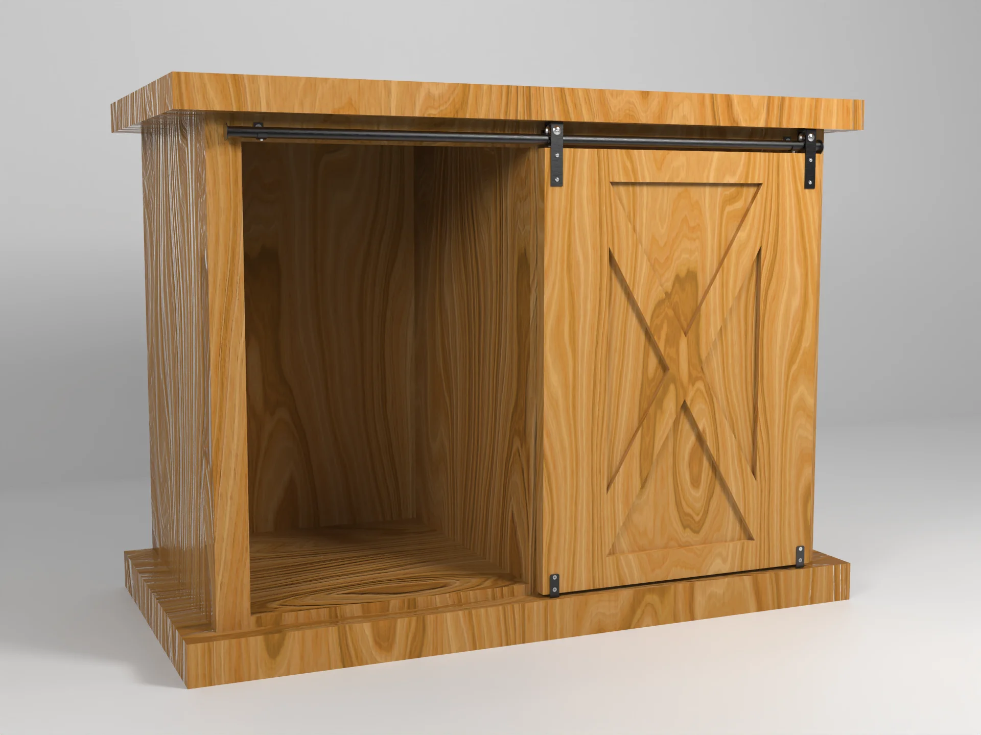 Wooden Mini Cabinet Carbon Steel Double Barn Door Whole Piece Hanging Rails Hardware Accessories Kit