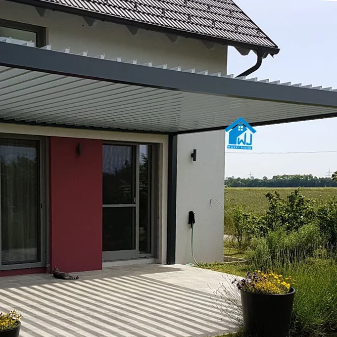 12 Feet Depth 17 Feet Wide 10 Feet High Louver Waterproof Customized Pergola with Manual Open Close