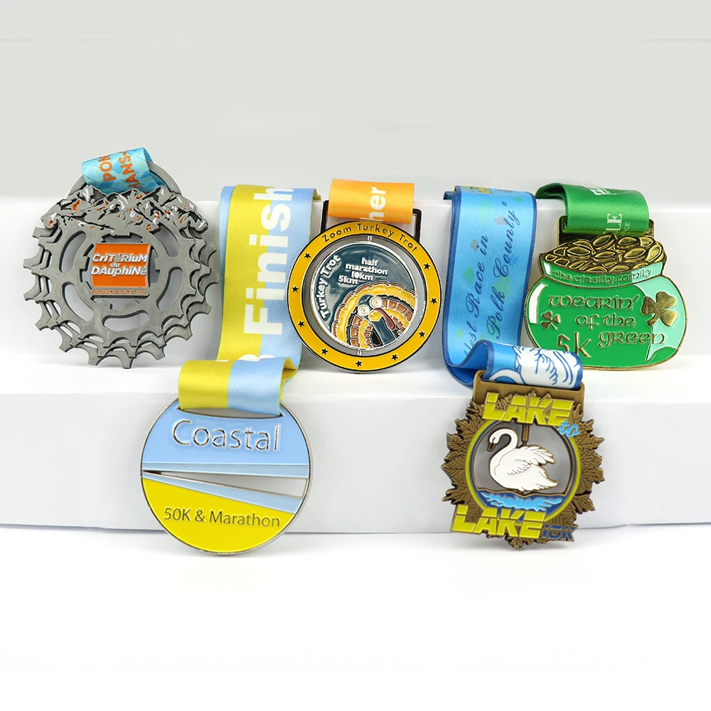 KD Craft Wholesale Cheap Design Your Own Blank Zinc Alloy 3D Gold Award Marathon Running Custom Metal Sport Medal