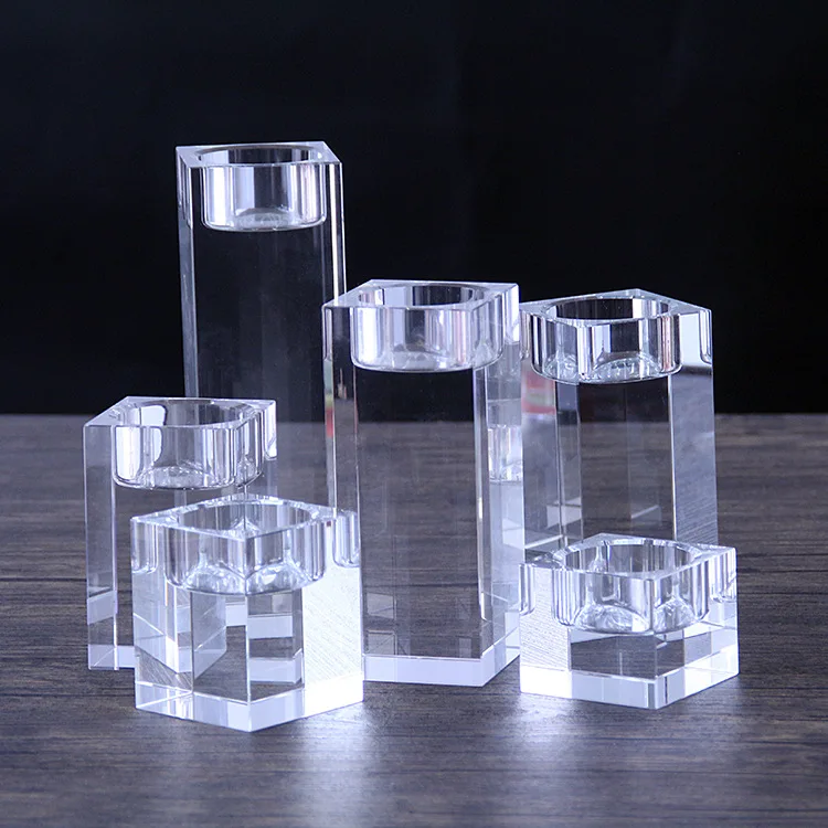 European and American simple light luxury style wedding home decoration crystal candlestick solid transparent candlestick