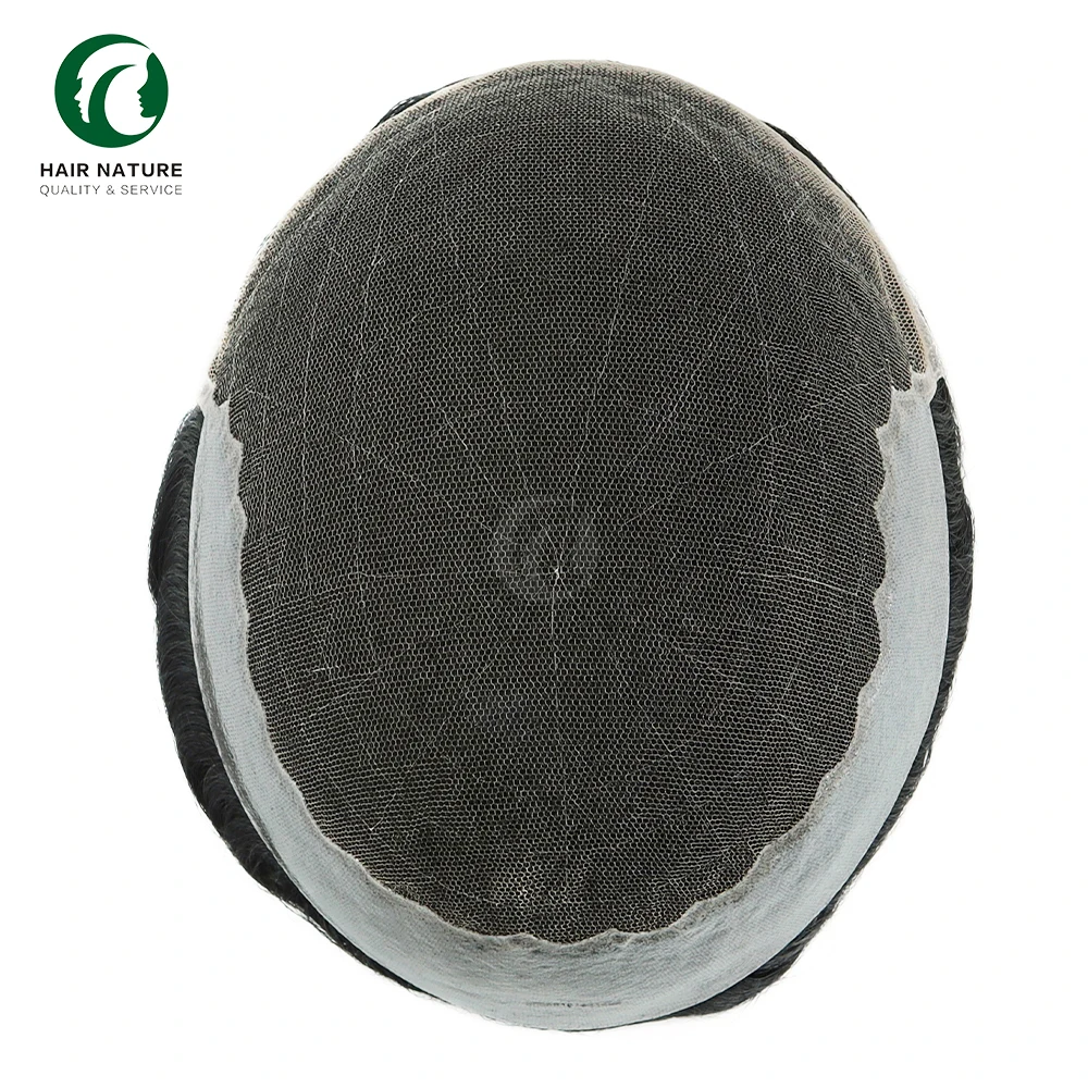 Q6 - Invisible Hairline Lace and  PU Men Toupee Indian Human Hair Unit Natural Breathable Hair Replacement System for Men