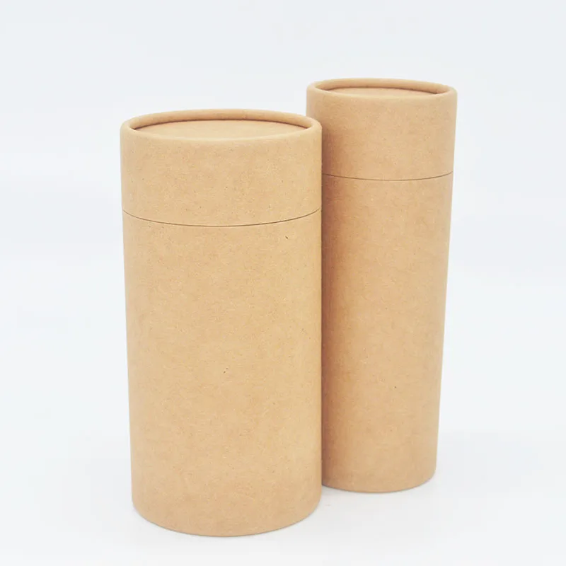 Round Paper Boxes Cylinder Boxes Kraft Paper Natural Brown Household Products Kraft Paper Box Lunch for Food  Telescope