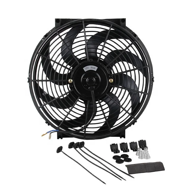 12V 14 Inch Slim Engine Fan Mounting Kit 2250  Reversible Electric Radiator Cooling Bending Fan
