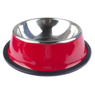 Custom Hot sale color printed rubber bottom Metal Stainless Steel Pet Dish/ Pet Feeder/ Dog Bowl
