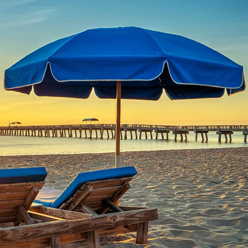High Quality Custom Commercial Promotional Beach Umbrella Modern Design Waterproof Wooden Pole Sun Parasol for Travel Adults