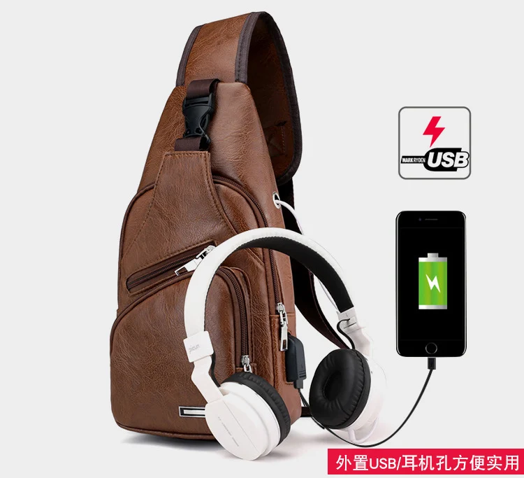
Hot Men Handbags Casual PU Leather Bag Vertical Briefcase Shoulder Messenger Bags usb charger port earphone hole 