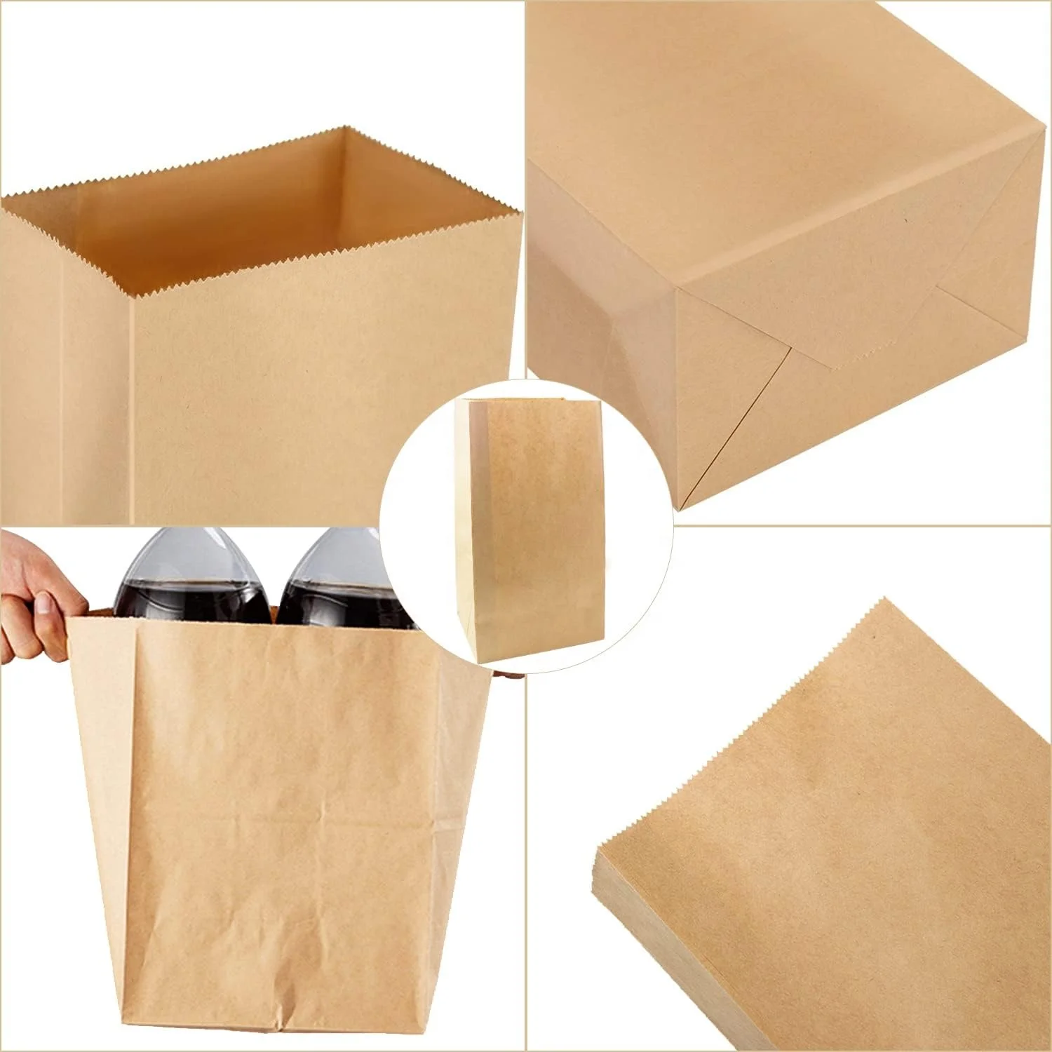 Greaseproof Recycled Brown Color Recyclable Toast Bread Food Bag Sandwich Takeaway Fast Sos Packaging Bag Paper Food For Lunch