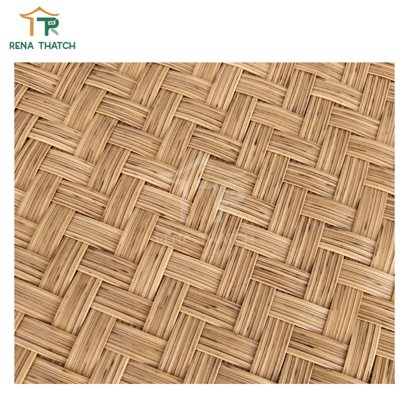 Ceiling decoration plastic rattan synthetic bamboo mat weaving sheet artificial rattan mat
