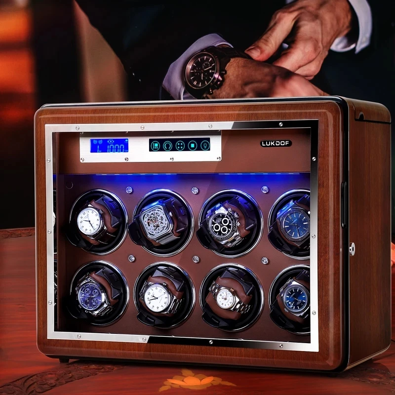 Wooden Watch Winder for Automatic Watches with Lock Super Quiet Motor Watch