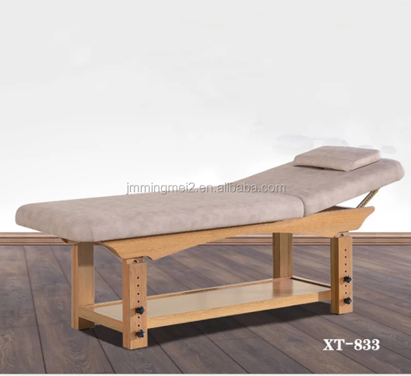 Professional Thai Wood Spa Beauty Facial bed,Spa Massage Table Bed with adjustable backrest