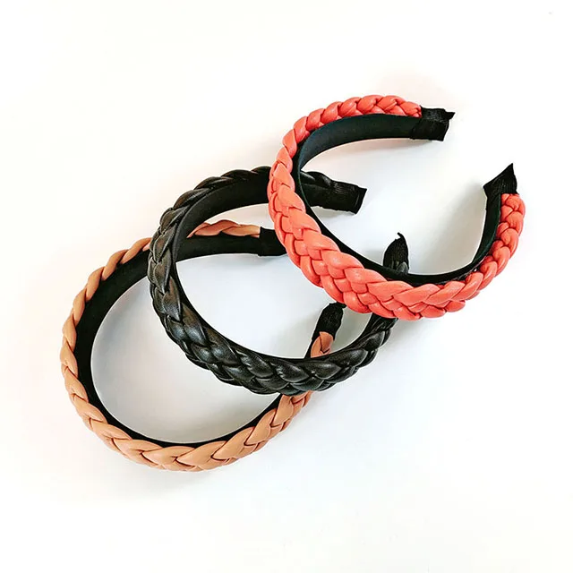 The New Leather Braided Headband Braid Hairpin Pressure Hair PU Headband Women