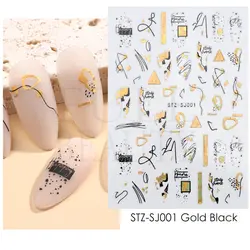 3D Bohemia Black Line Flowers Letter Desgin Self-Adhesive Nail Art Stickers Nail Transfer Sliders Wraps Manicures Foils DIY