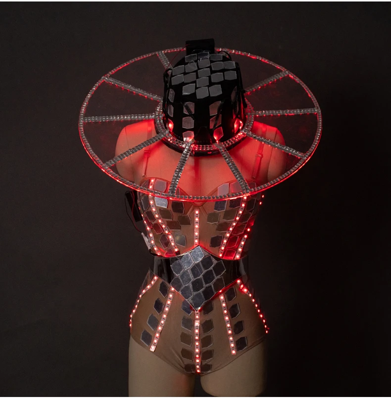 High Quality Mirror Clothing Silver Mirror Dress Evening Sexy Dress Short Skirt LED Costumes Performance Dress For Show