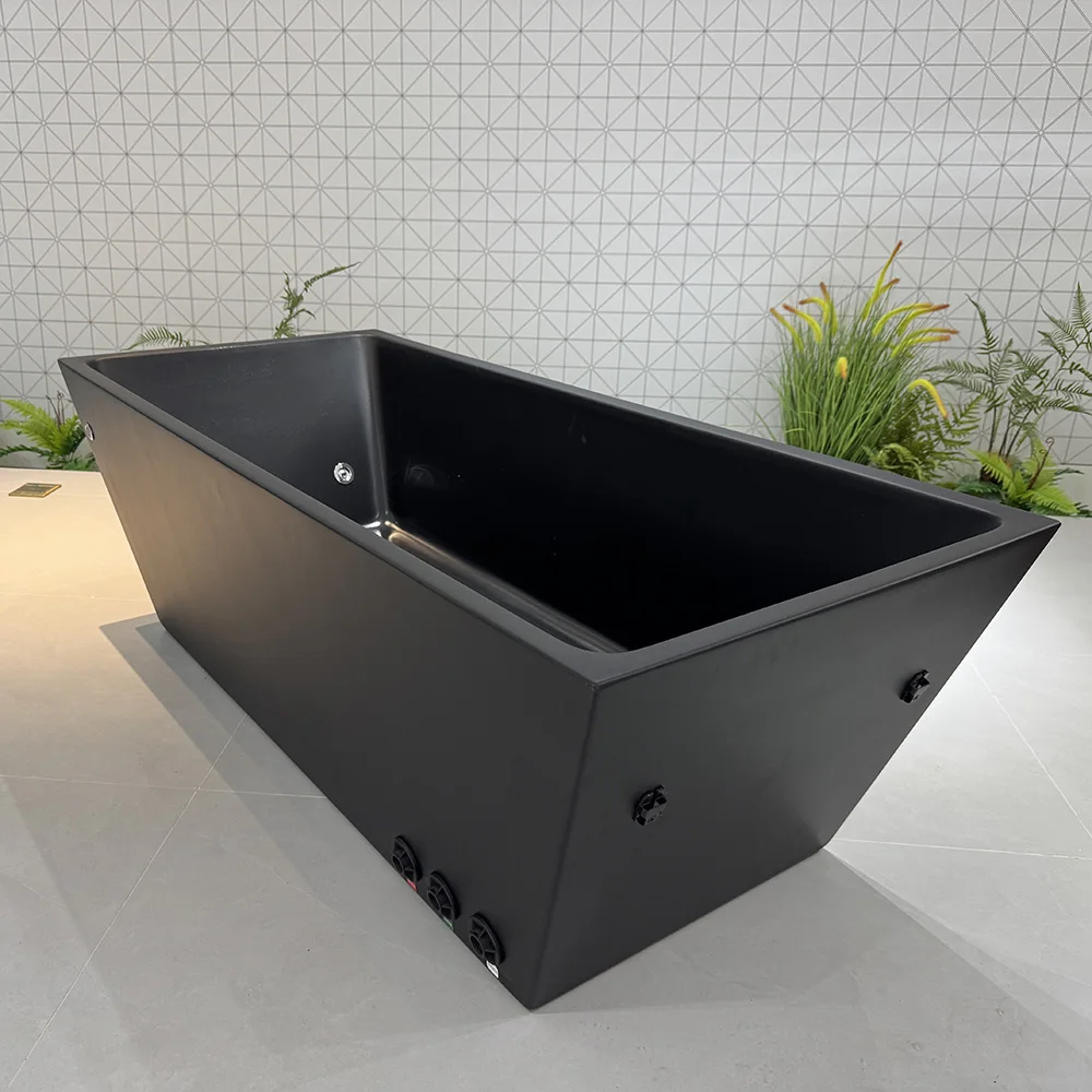 New Design Black Cold Plunge Tub Freestanding Cold Water Therapy Acrylic Art Ice Bath Tub