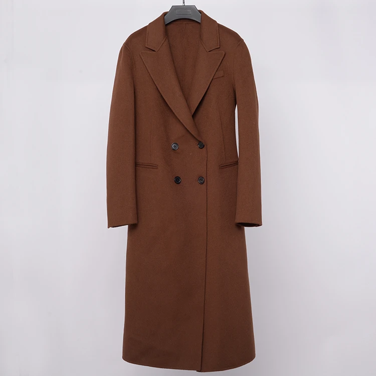 Women winter fashion long double face 100%wool pea coat