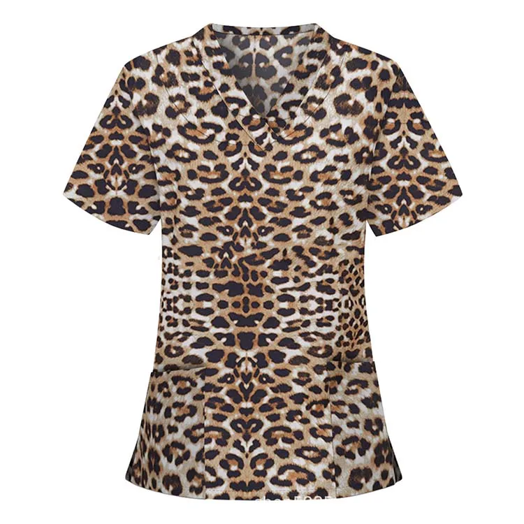 2021 Модная стильная униформа для медицинского персонала, топы с леопардовым принтом, uniforme hospital