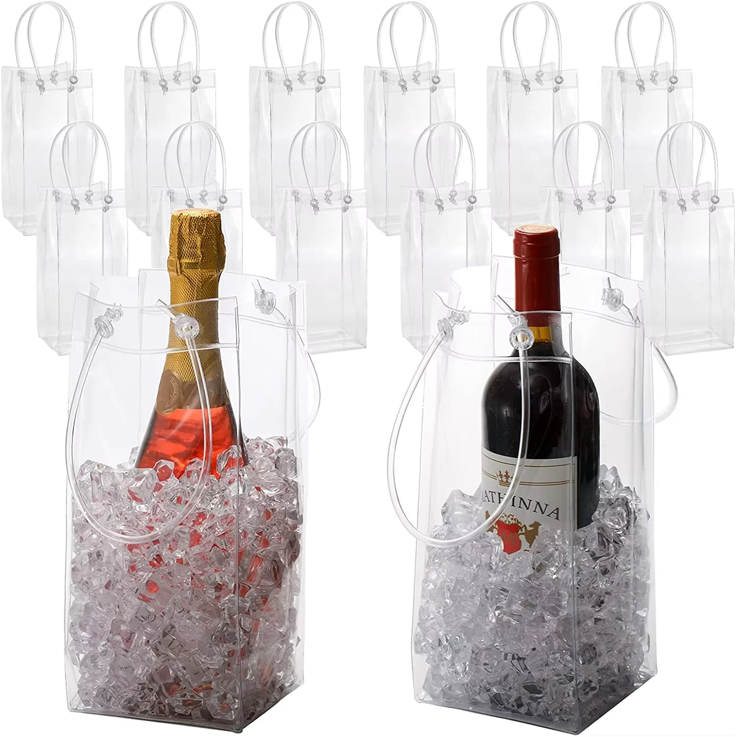 Factory Price Free Design Custom PVC portable bubble Bottle packing wine Wrap bag With Handle