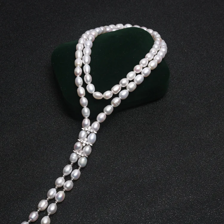 High Quality Pearls Natural Freshwater Necklace Wholesale 8-9mm Long Fresh Water Pearl Necklace