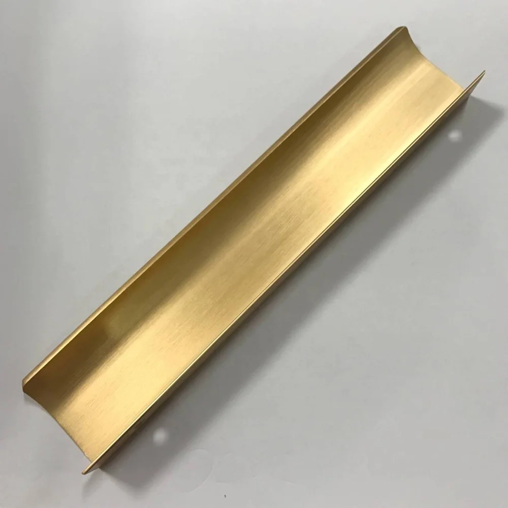 Modern Wardrobe Cabine Drawer Pulls Gold Hidden Aluminum Edge Handle