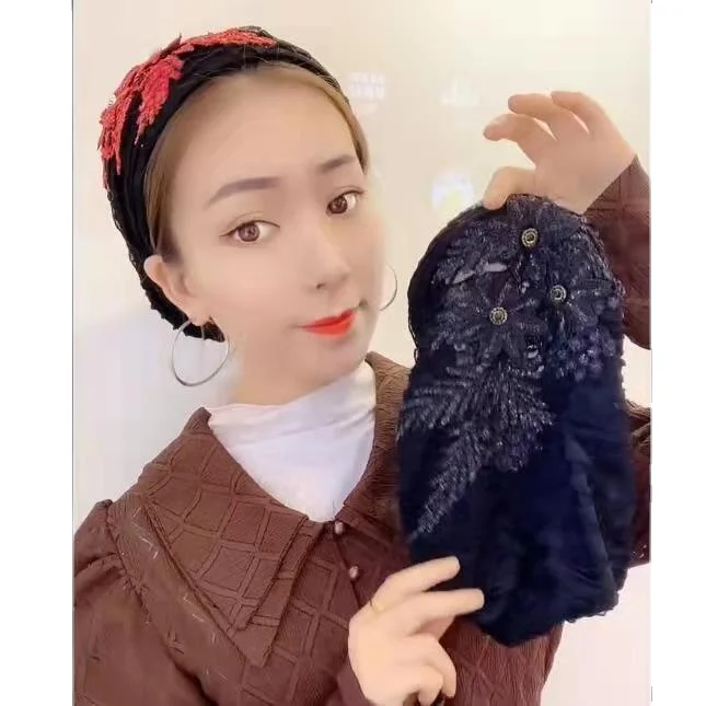 2022 New Design Fashion simple multicolor women Muslim maple leaf hats flower Europe Court cap hat