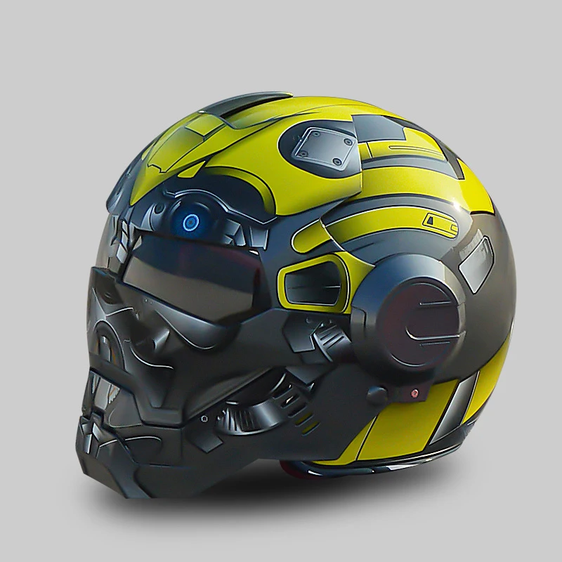 Iron Man Transformers Personality Art motorcycle helmet  Full face Helmet Security Unmasking Retro Half Helmet