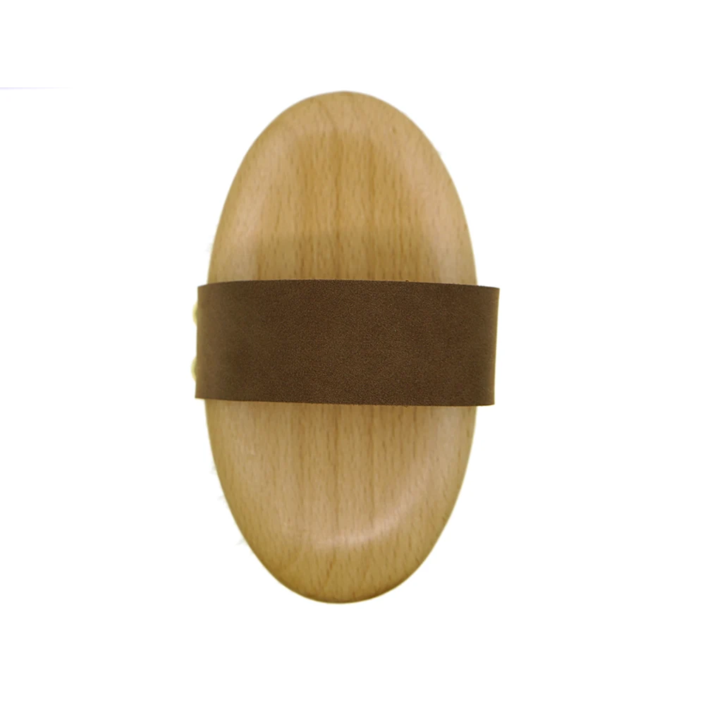 High Quality Custom Logo Round Natural Fine Bronze Bristles Beauty Wooden Massage Scrub Bath Exfoliating Dry Body Brush